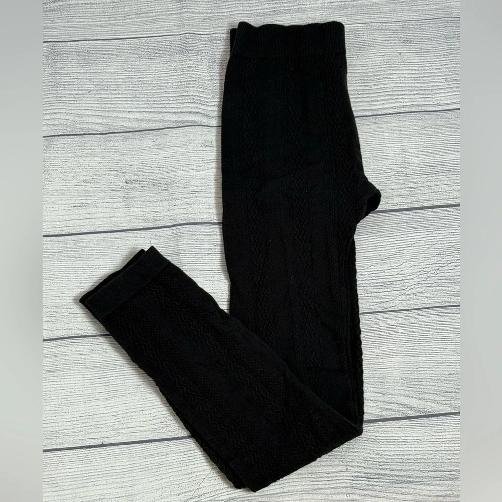 Faded Glory Thick Black Knit Leggings Size L/G (12-16)